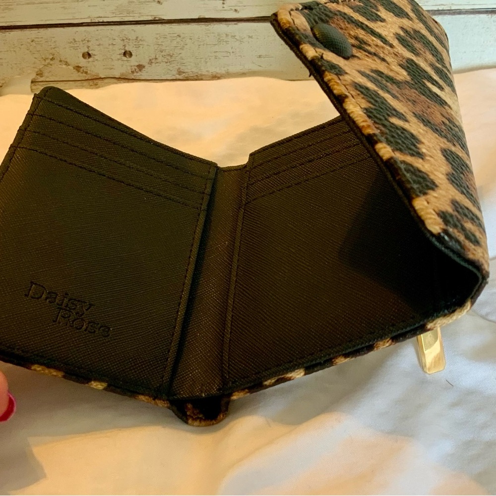 Leopard Print Fold-Over Wallet in Brown and Black - Picture 5 of 5